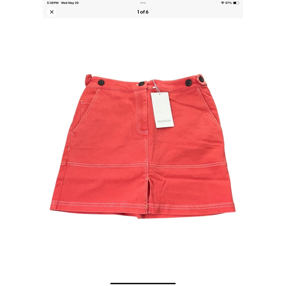 Wildfang The Essential Denim Work Skirt Chili Womens Large NWT
